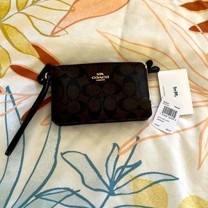 Coach double corner zip wristlet